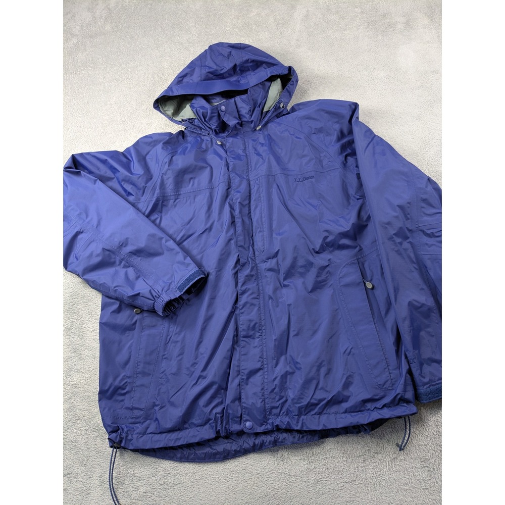 LL Bean Gore-Tex Rain Jacket Mens XXL Blue Hooded Waterproof Shell 261793